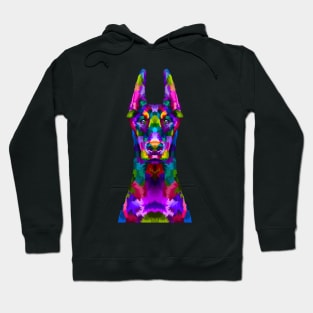 Doberman Pinscher Rainbow Low Poly Art Hoodie